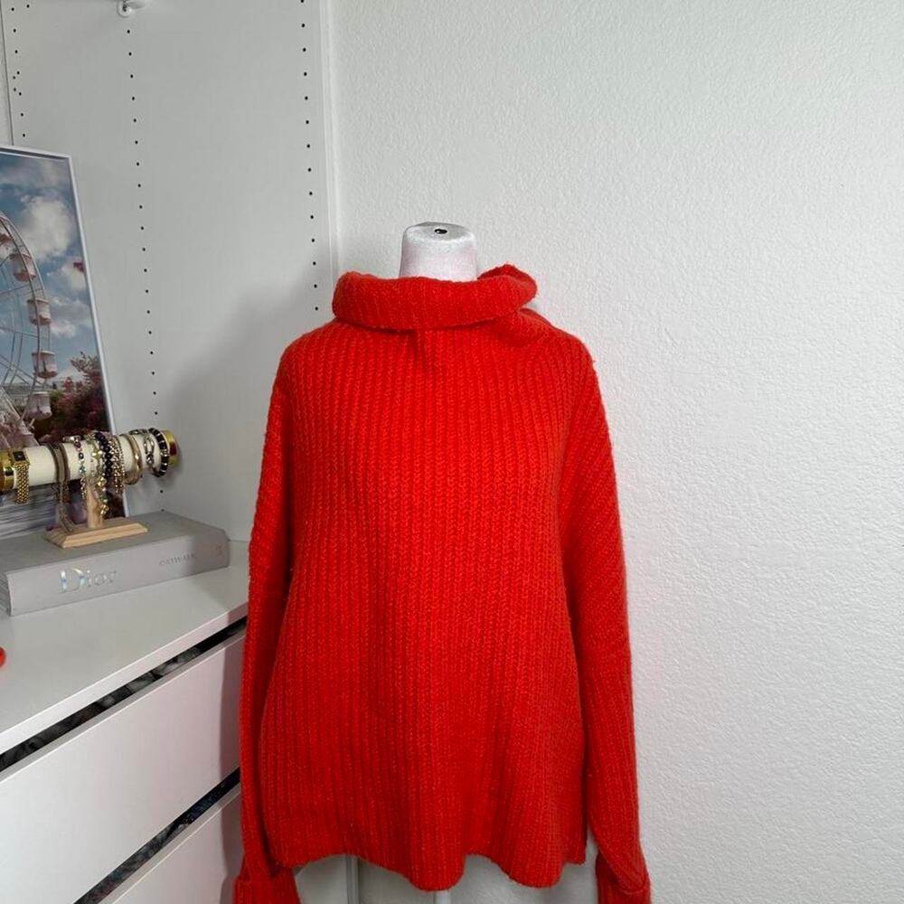 Anthropologie orange oversized sweater